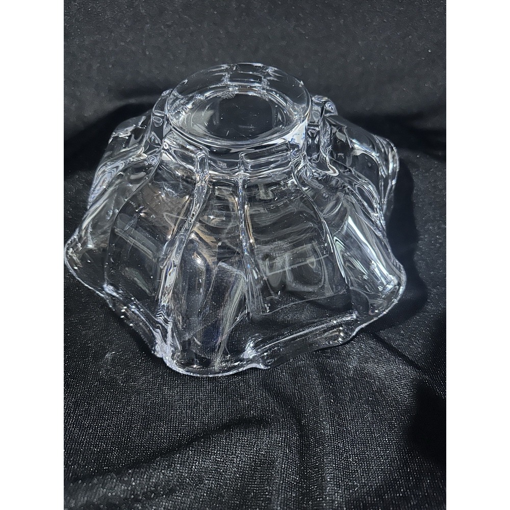 Confrac Art Glass Verrier France Abstract dish Crystal Clear Signed Free form - Picture 4 of 12